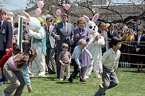 The Reagans at the 1982 White House Easter Egg...