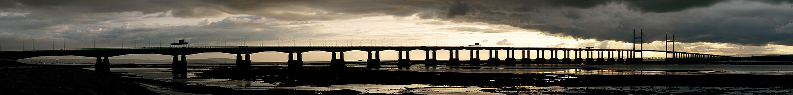 Een panorama van de brug