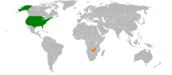 Карта с указанием местоположения США и Замбии