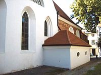 Sakristei vor den beiden Kirchenschiffen, links wendische Kirche, rechts deutsche Kirche