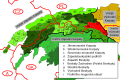 Восточная часть Западных Бескид, обозначенная на карте красным цветом (h)