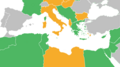 Mappa delle operazioni militari nel Mediterrano durante la seconda guerra mondiale