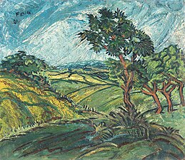 Landskab med fire træer, 1921