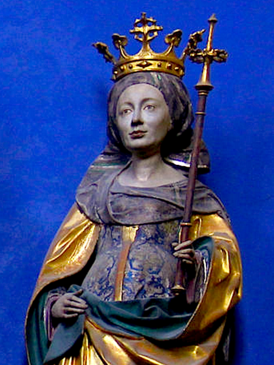 Вуна Уэссекская как королева английская. Скульптурное изображение в монастырской церкви св. Вальбурги в городе Айхштет (Германия).