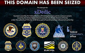 Seizure banner placed on the now defunct xDedic website