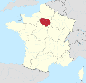 Lage der Region Île-de-France in Frankreich