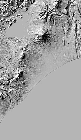 Vue satellite du complexe volcanique du Gamtchien.