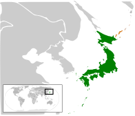 نقشه‌ای نشان‌دهنده جایگاه ژاپن در نقشه