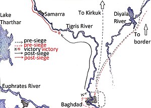 Карта осады Багдада персидской армией