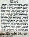 Datenblatt für den Douglas 10.5 h.p. in Light Car and Cyclecar Vol. XIV, No 383, 8. Nov. 1919; Ausgabe für die London Auto Show im Olympia, 8. November 1919.