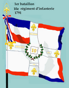 Drapeau du 1er bataillon du 10e régiment d'infanterie de ligne de 1791 à 1793