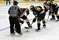 Series showing Louie Caporusso winning a face-off