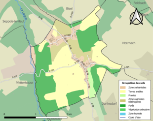 Carte en couleurs présentant l'occupation des sols.