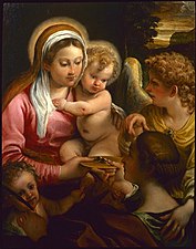 Madona s dítětem, Sv. Lucií a Janem Křtitelem, 78,5 cm × 63 cm
