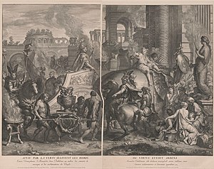 Gerard Audran after Charles LeBrun, Alexander Entering Babylon, original print first published 1675, engraving Audran.jpg