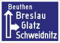 Autobahnausfahrt-Vorwegweiser ohne Distanzangaben; hier: Autobahn Berlin – Beuthen (1939)