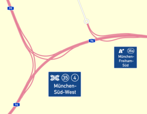 Übersichtskarte Autobahndreieck München-Süd-West