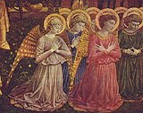 Поклонение ангелов. 1459-1462. Деталь росписи Капеллы волхвов Палаццо Медичи-Риккарди, Флоренция