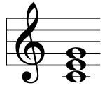 C major triad represented in staff notation.
Play in just intonation
Play in Equal temperament
Play in 1/4-comma meantone
Play in Young temperament
Play in Pythagorean tuning C triad.svg
