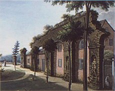 Die Aquäduktruine vor dem ehemaligen Spielhaus in Ludwigsburg, 1810.