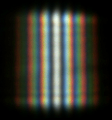 Photo of the double-slit interference of sunlight. Double slit interference.png