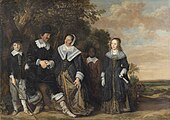 Doorgaans portretteert Frans Hals in een interieur. Dit familieportret uit de 17de eeuw in een landschap is uitzonderlijk.