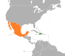 Map indicating locations of Haiti and Mexico