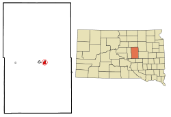 Location in Hand County and the state of South Dakota