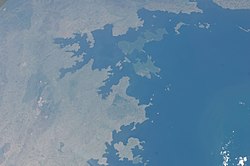 Buchosa District and islands seen from the International Space Station.