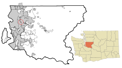 Location of Beaux Arts Village in King County and Washington state