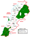 Map of Lebanon with Hezbollah areas of support