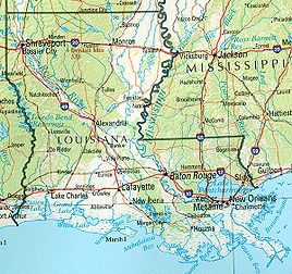 Geographische Karte Louisianas