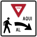R1-5 (D) Yield here to pedestrians (right)