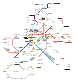 Madrid Metro network map. Español: Mapa de la ...