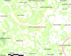 Mapa obce Saint-Germain-du-Bel-Air