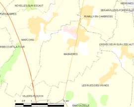 Mapa obce Masnières