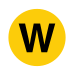Rundes Liniensymbol mit dem schwarzen Großbuchstaben W in gelb gefülltem Kreis vor neutralem Hintergrund.