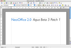 NeoOffice 2.0 käynnissä.