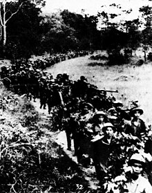 North Vietnamese troops march through Laos, 1967. Nvamarch.jpg