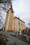 Overview of Church of Saint Bartholomew in Koněšín, Třebíč District.JPG