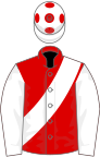 Red, White sash and sleeves, White cap, Red spots