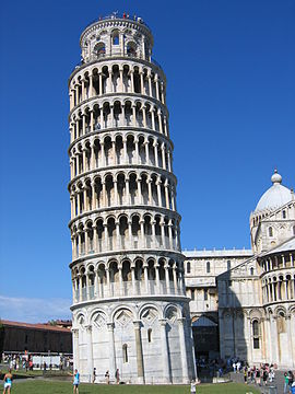 The Leaning Tower of Pisa with its encircling arcades is the best known (and most richly decorated) of the many circular towers found in Italy.