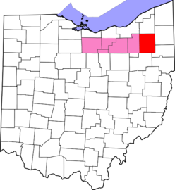 Map showing area Portage County, Ohio covered when first organized in 1808.