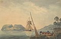Schilderij van Prince Rupert's Bay met Cabrits op de achtergrond (ca.1780)
