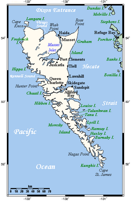 Kaart van Haida Gwaii