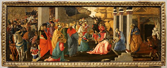 Första Londonversionen målad cirka 1470 tillsammans med Filippino Lippi (50,2 × 135,9 cm), National Gallery.