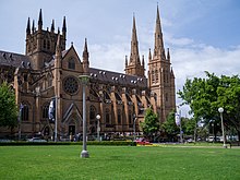 St Mary's Cathedral is the cathedral church of the Roman Catholic Archdiocese of Sydney. St Mary's Cathedral - panoramio.jpg