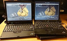 Du tekokomputiloj ThinkPad X60 uzante Libreboot