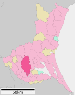 Vị trí Tsukuba trên bản đồ tỉnh Ibaraki