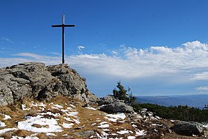 Der Gipfel des Großen Arbers mit Gipfelkreuz